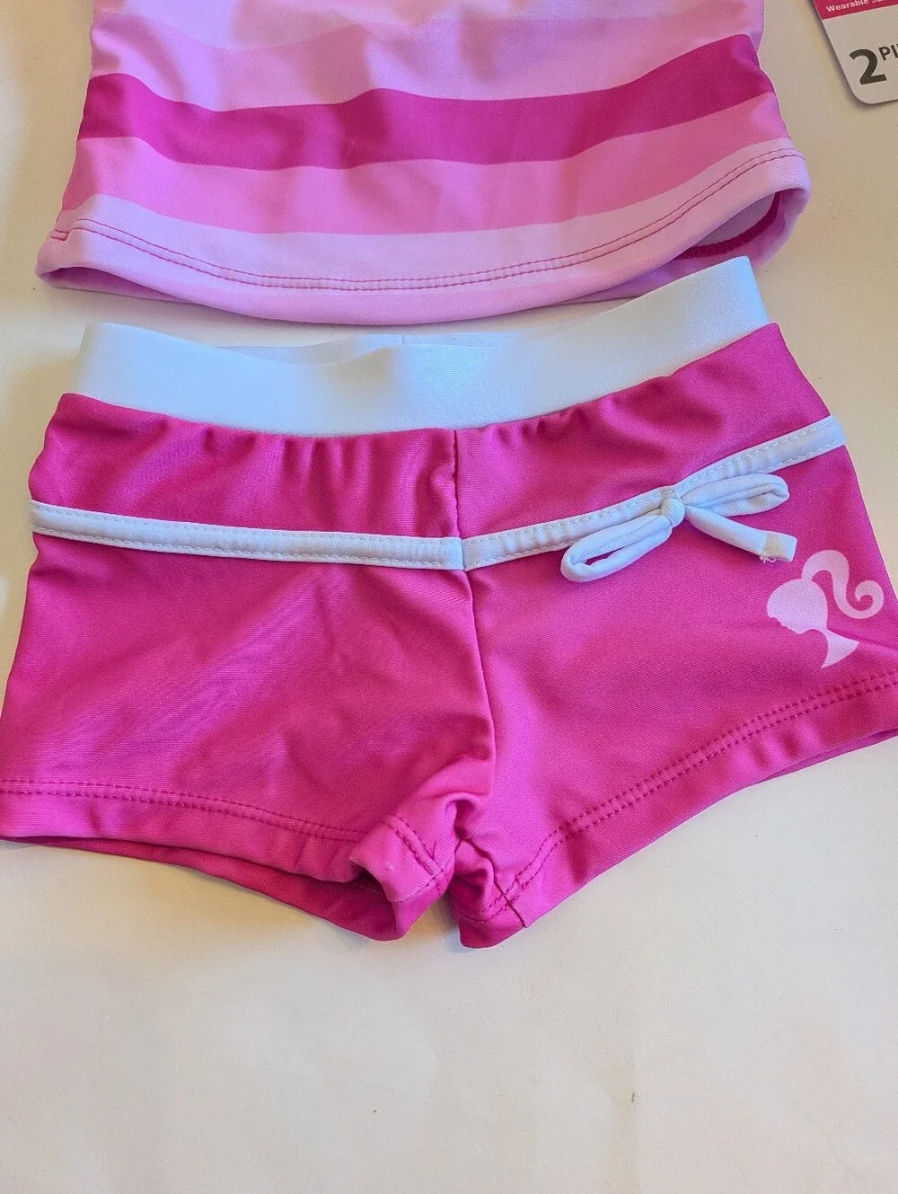 Barbie Pink Striped 2 Piece Swimsuit Or Tankini Size 4